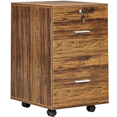 File Cabinet 2 Drawers Wooden Vertical Filing Cabinet with Lock