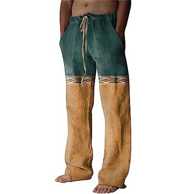 Men's Casual Thin Linen Pants Straight Loose Wide Leg Pants Yoga