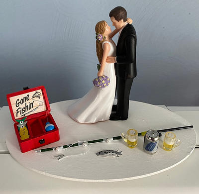 Fishing Theme Wedding Cake Topper