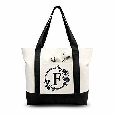 Custom Personalized Canvas Tote Bags for Women Initial 