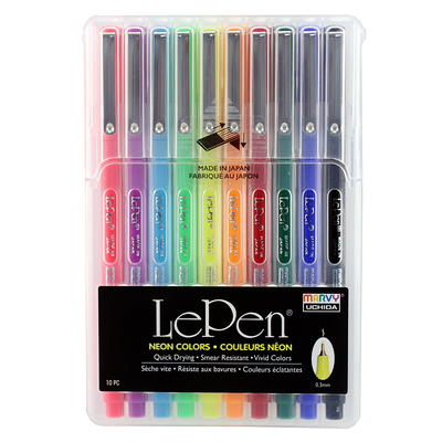 Marvy, Uchida, Le Pen, LePen, Felt Tip Pens, Dark Color, Medium Point,  .3mm,10 Count 