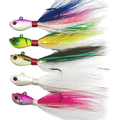 kmucutie 5 pcs glow bucktail Jigs saltwater or freshwater bait ，for bass flounder  fluke striper fishing lure (Mixed color A, 1 OZ) - Yahoo Shopping