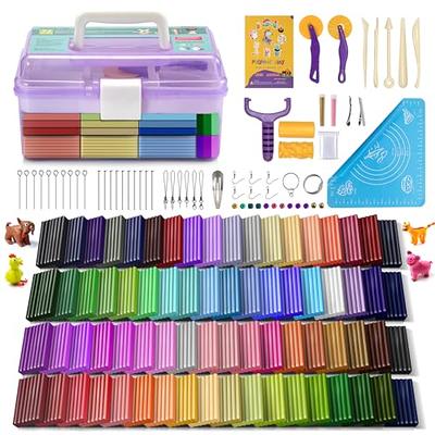 Modelling Clay Kit - 24 Colors Air Dry Ultra Light Magic Clay, Soft & Stretchable DIY Molding Clay with Tools, Animal Accessories, Easy Storage B