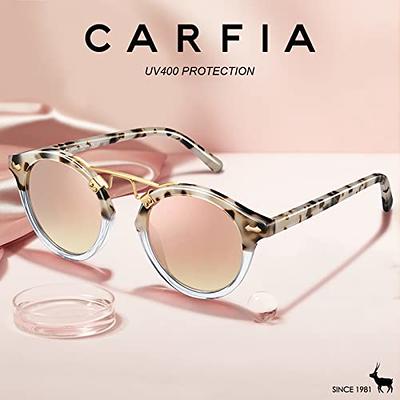 CARFIA Small Pink Mirrored Polarized Sunglasses for Women UV