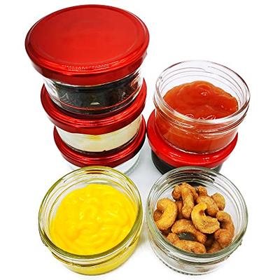 Delove [7 Pack] 2.7 oz Small Glass Condiment Containers with Lids - Salad  Dressing Container to Go - Dipping Sauce Cups Set - Leak proof Reusable