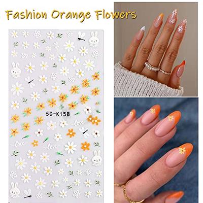 Flower Nail Art Stickers 5D Cherry Blossom Nail Decals Sunflower Nail  Accessories French Nail Tip Floral Nail Design Nail Art Decorations Acrylic  Nail