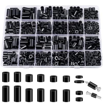 Swpeet 270Pcs 18 Sizes Black Nylon Round Spacer Standoff Screw Nut  Assortment Kit, Nylon ABS Plastic