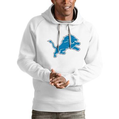 Women's Antigua Black Detroit Lions Victory Logo Pullover Sweatshirt