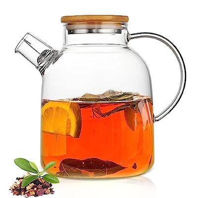 1pc Glass Tea Pot Kettles Carafe Stovetop Safe Heatproof Borosilicate Glass  Teapot Water Pitcher With Bamboo Lid And Removable Filter Spout For Loose  Leaf And Blooming Tea - Home & Kitchen 