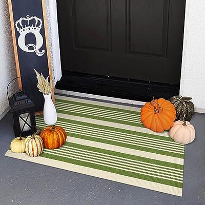 OJIA Front Door Mat Outdoor Entrance 24 x 51, Machine Washable Front  Porch Rug Indoor Outdoor Rugs Striped Rug Cotton Hand-Woven Entryway Rug  for