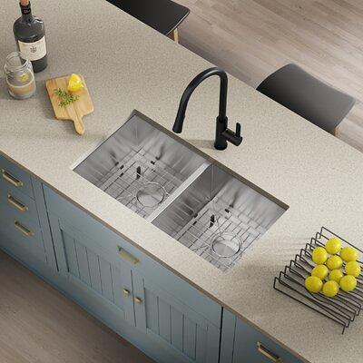 KH-3318 33 L x 18 W Double Basin Undermount Kitchen Sink With a Basket  Strainer - Yahoo Shopping