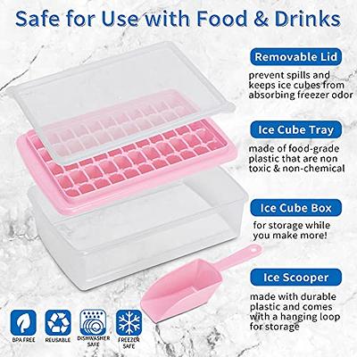 Bangp Large Ice Cube Trays with Lids 2 Pack Molds for Freezer,Easy Release Silicone 8 Big Square Ice Cubes per Tray Ideal for Cocktails,Whiskey,Soups