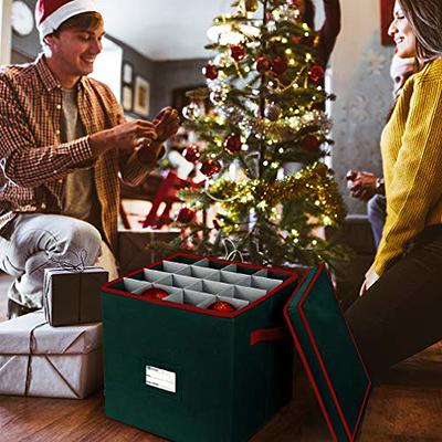  HOLDN' STORAGE Christmas Ornament Storage Box with Lid -  Christmas Decor Storage Containers that Store up to 64 Holiday Ornaments -  Red/White Snowflakes : Home & Kitchen