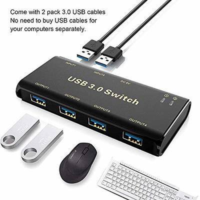 USB 3.0 Switch Selector 4 Computers Share 4 USB KVM Switcher for PC Laptop  Keyboard Mouse Printer Scanner Compatible with Mac/Windows/Linux