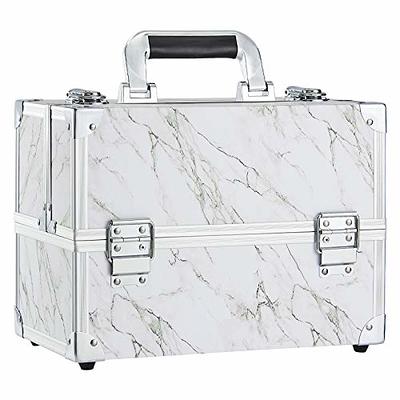 Kemier Makeup Train Case - Cosmetic Organizer Box Makeup Case with Lights and Mirror / Makeup Case with Customized Dividers / Large Makeup Artist