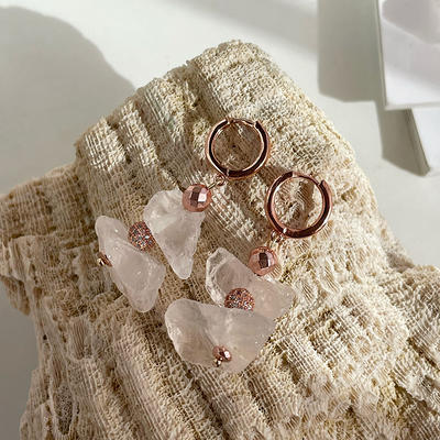 Rough Natural Crystal Necklace, Rose Quartz