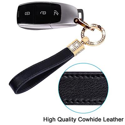 Hamdecro Genuine Leather Keychains, Handmade Knit Sheepskin Car Key Chains for Women, Universal Key Fob Holder with 360 Degree Rotatable, Anti-lost