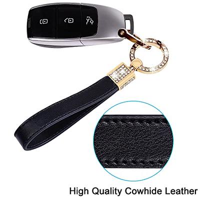 Universal Leather Car Keychain 360 Degree Rotatable with Anti-Lost