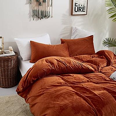 Houseri Velvet Rust Duvet Cover King Burnt Orange Bedding Duvet Cover  Fluffy Terracotta Bedding Sets King Fuzzy Reddish Brown Flannel Duvet Cover  Cinnamon Bedding Plush Rust Orange Bed Cover King Size 