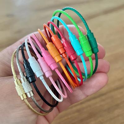 Stainless Steel Wire Rings  Luggage Tag Rope Keyrings Bulk Cable Keychain  Colored Metal Loop Accessory Ring For Bogg Bag - Yahoo Shopping