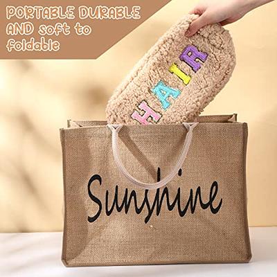 Initial Letter Patch Makeup Bag, Preppy Portable Chenille Letter