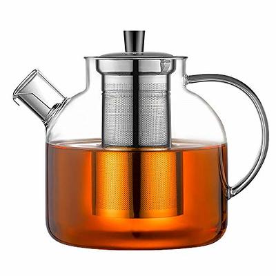 Glass Teapot With Removable Infuser, Stovetop Safe Tea Kettle