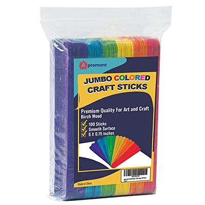 Apremont 100 Pieces Assorted Jumbo Colored Wooden 6 Inches Long