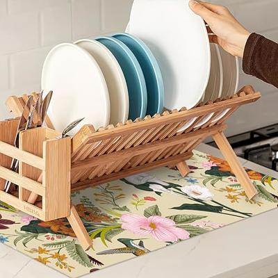 UIUPRO Flowers Birds Dish Drying Rack Mats Decor,Herbs Plants Dish Pad  Drying Mat Kitchen Counter 18x24 Inch Absorbent Reversible Microfiber for  Coffee Bar Sink Countertop - Yahoo Shopping