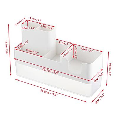 mDesign Plastic Storage Bin Box Container with Lid - Built-In Handles -  Organization for Pens, Pencils, or Work Supplies in Home Office, Cabinet,  or