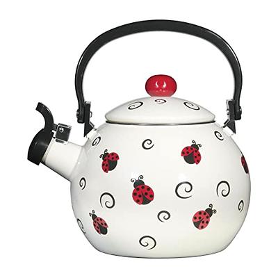 Kettle Stovetop Whistling Tea Kettle 1.7L Enamel Kettle Stove Top