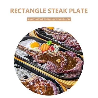 DOITOOL Cast Iron Steak Platter Pre- Seasoned Cast Iron Fajita Pan Sizzling  Fajita Pan Skillet Japanese Steak Plate with Wood Underliner Base for  Restaurant Home Kitchen Cooking - Yahoo Shopping