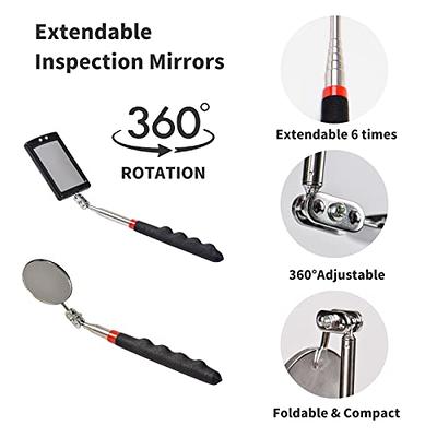 3 Pc Magnetic Tool Set Pick Up Parts Tray Telescoping Inspection Mirror  Holder 