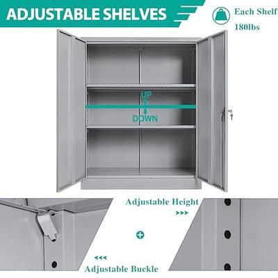 INTERGREAT Tall Metal Storage Cabinet Locking Steel with 4 Adjustable  Shelves, 72 Lockable Cabinets Lock 2 Doors for Office Garage Supply Home  (Gray)