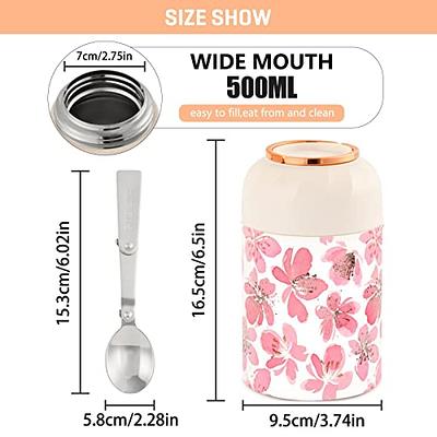 Funkrin 16oz Thermos for Hot Food, Stainless Steel Lunch Box for Kids  Adults, Insulated Food Jar with Folding Spoon, Vacuum Leak Proof Soup  Container