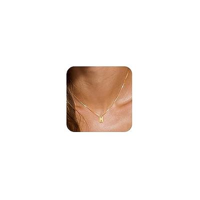  Gold Initial Necklaces for Women, 14K Gold Plated