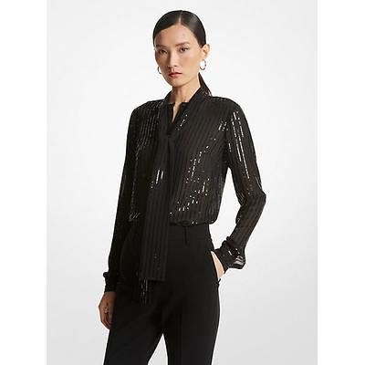 Michael Kors Women's Mixed-Media Chain-Embellished Top - Macy's