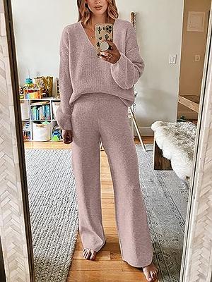 ANRABESS 2 Piece Outfits for Women Sweat Suit Knit Sweater Set