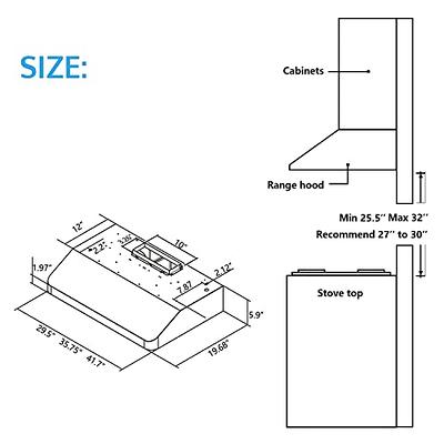 IKTCH 42 Inch Under Under Cabinet Range Hood with 900-CFM, 4 Speed