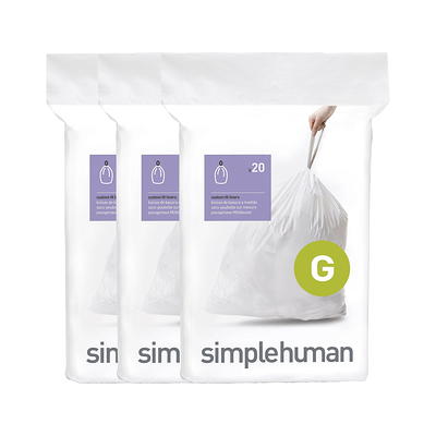 Plasticplace Trash Bags simplehuman (X) Code C White Drawstring Compatible Garbage Liners 2.6-3.2 Gallon / 10-12 Liter 14.75 x 20 (200 Count)