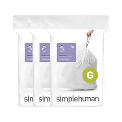  simplehuman Code D Custom Fit Drawstring Trash Bags in  Dispenser Packs, 60 Count, 20 Liter / 5.3 Gallon, Blue : Health & Household