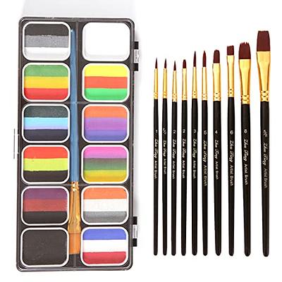 Face Body Paint Set, FantasyDay Professional Non-Toxic Face Painting Kit  with 18 Water Based Paints, 10 Brushes - Halloween Makeup Palette Ideal for