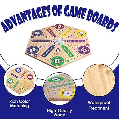  Marbles Board Game, Double Sided Wooden Fast Track Board Game  for 6/4 Players, Parent-Children Interactive Strategic Thinking Games with  6 Colors 30 Marbles and 6 Dice for Family Party Kids Adults 