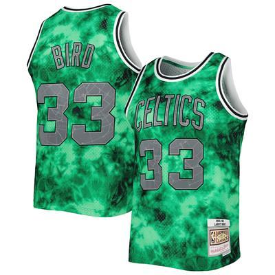 Men's Mitchell & Ness Larry Bird Kelly Green/Black Boston Celtics 1985/86  Hardwood Classics Fadeaway Swingman Player Jersey