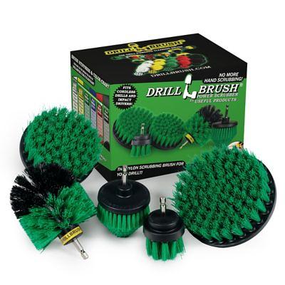 Drillstuff Stiff Bristle Deck Brush, Concrete, Grout Scrub Brush, All Purpose Bathroom Drill Brushes for Cleaning Shower