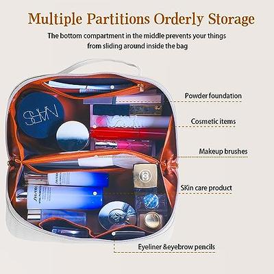 OTTOLTIL 2023 New Travel Makeup Bag, Large Capacity Cosmetic Bag, Portable  PU Leather Waterproof Travel Makeup Bag for Women, with Handle and Divider  Flat Lay Makeup Organizer Bags(White) - Yahoo Shopping