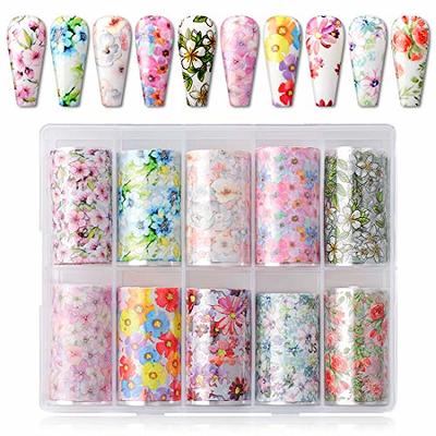 Makartt Nail Foil Nail Art Foil Glue Gel with Rose Flowers Metal Foil  Stickers Set Nail