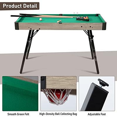 Folding Junior Kids Pool Billiard Table Children with Pool Balls Cues,  Triangle, Chalk, Brush(55 Inch)