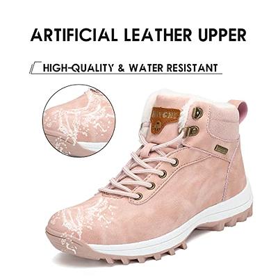 Mishansha Mens Womens Winter Anti-Slip Leather Warm Snow Boots Water  Resistant S