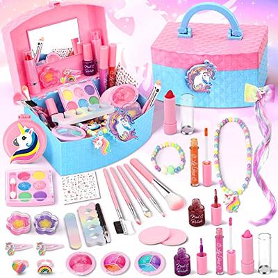 Toys for Girls,Kids-Makeup-Kit for-Girl-Toys for 3 4 5 6 7 8 9 10 11 12  Year Old Girls,Washable Princess-Dresses-for-Girls Pretend Makeup Set for