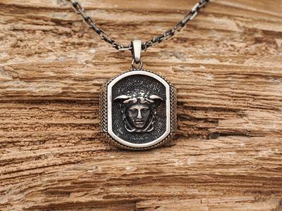 Medusa Necklace Greek Mythology Sterling Silver Pendant 